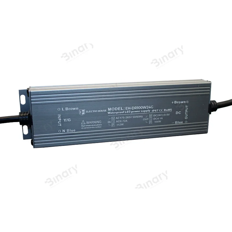 LED драйвер компактний 100 Вт 24 В (серія Герметична IP67), гарантія 2 роки