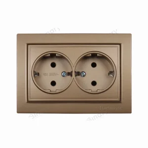 Розетка подвійна із заземленням Термопластик 16 A Розкішно-золотий