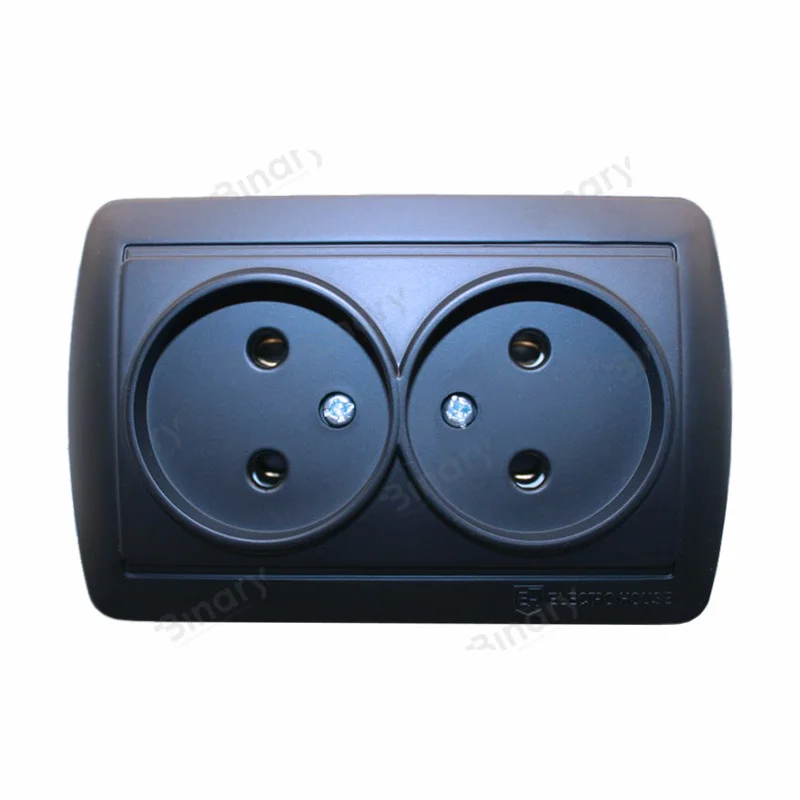 Розетка подвійна без заземлення 16 А Acura Графіт