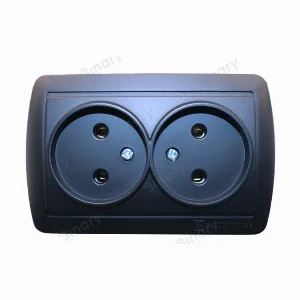 Розетка подвійна без заземлення 16 А Acura Графіт