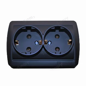 Розетка подвійна із заземленням 16 А Acura Графіт