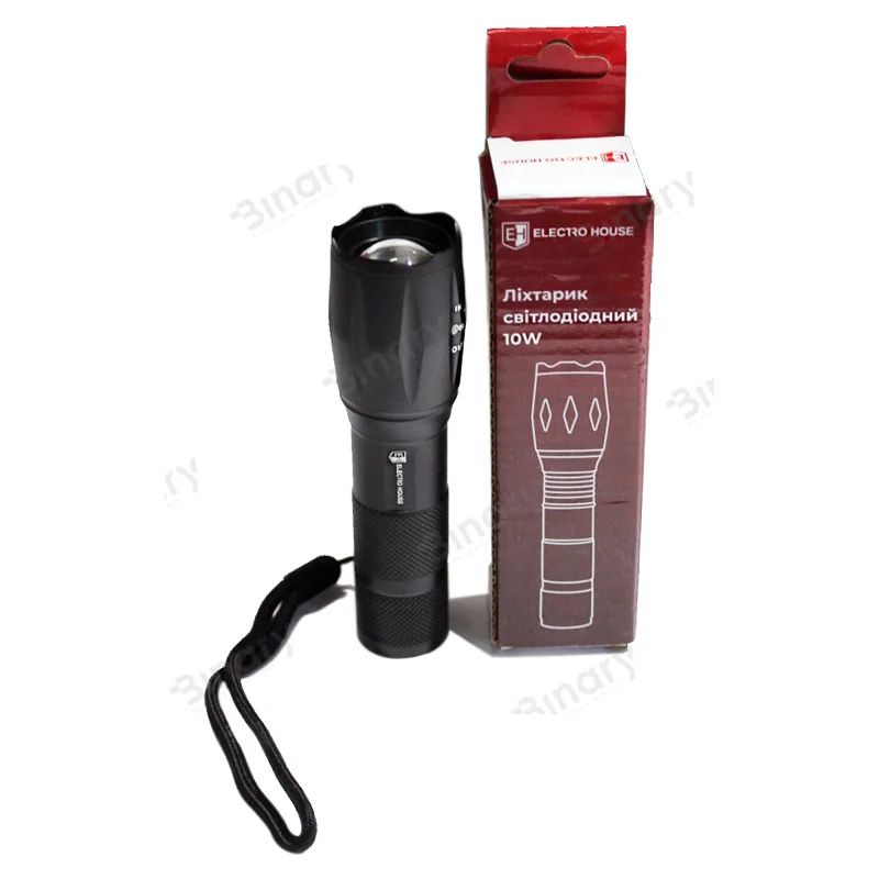 Ліхтарик світлодіодний ручний IP65 Чорний 10Вт EH — фото 4