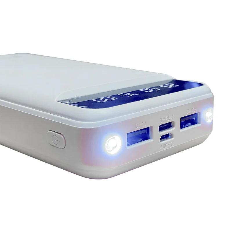 Power Bank 20000 mAh з ліхтариком type-c білий