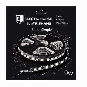 LED стрічка 9Вт 12В SMD2835 120 діодів, 900 Лм , холодний білий 6500К, серія Simple Electro House by Rishang