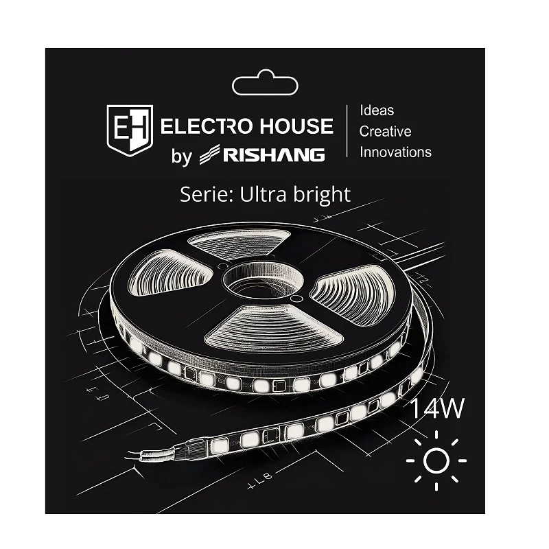 LED стрічка 14Вт 24В SMD2835 180 діодів, 1400 Лм, теплий білий 3000K, серія Ultra Bright Electro House by Rishang — фото 2