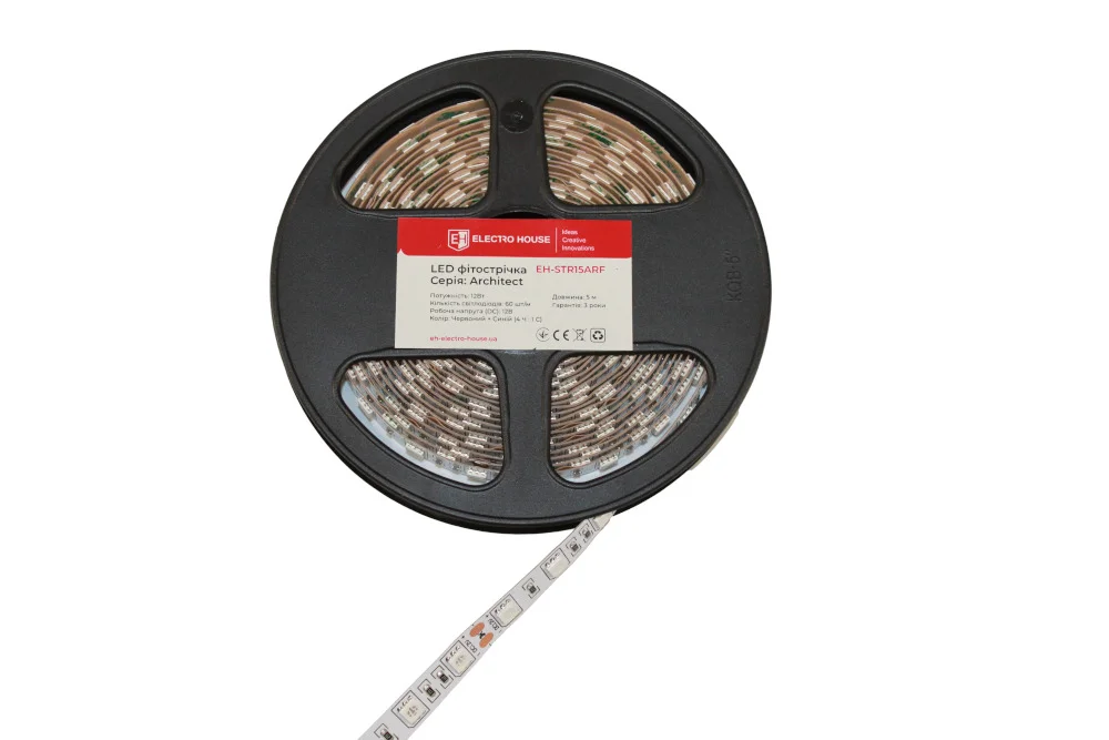LED фітострічка 12Вт 12В SMD5050 60 діодів, червоний+синій, серія Architect, гарантія 3 роки — фото 2