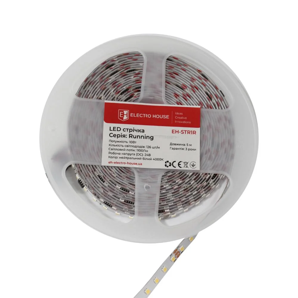 LED стрічка  10Вт 24В нейтральний білий 4000К, серія Running, гарантія 3 роки — фото 2