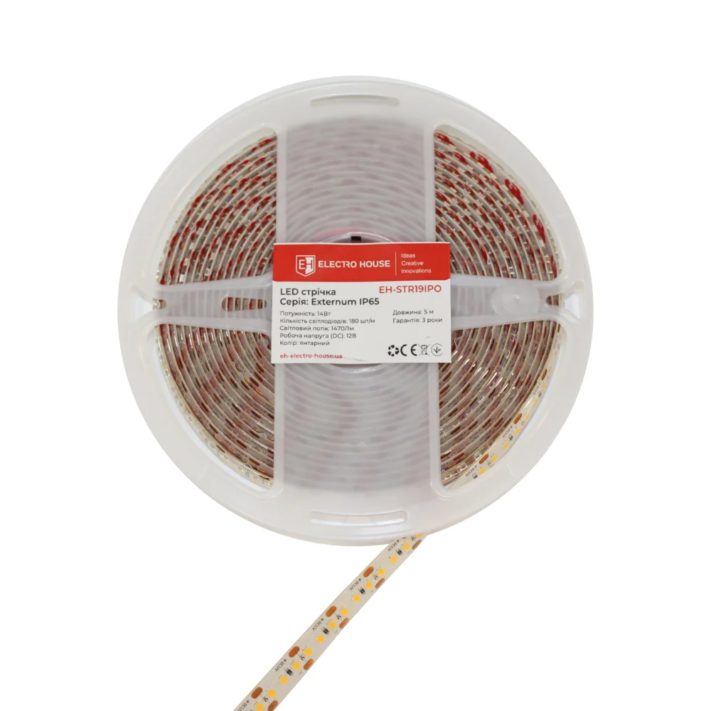 LED стрічка 14Вт 12В 180 діодів, янтарний,  IP65 , серія Externum IP65 , гарантія 3 роки — фото 2