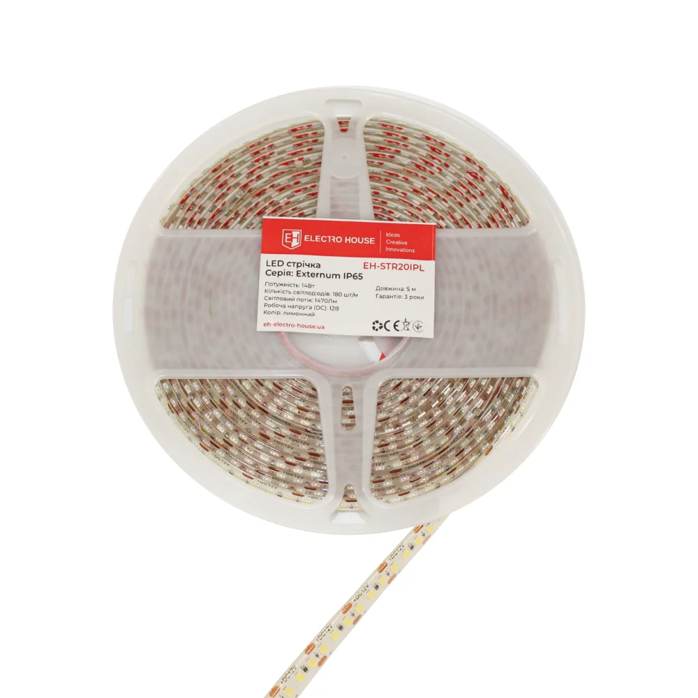 LED стрічка 14Вт 12В 180 діодів, лимонний,  IP65 , серія Externum IP65 , гарантія 3 роки — фото 2