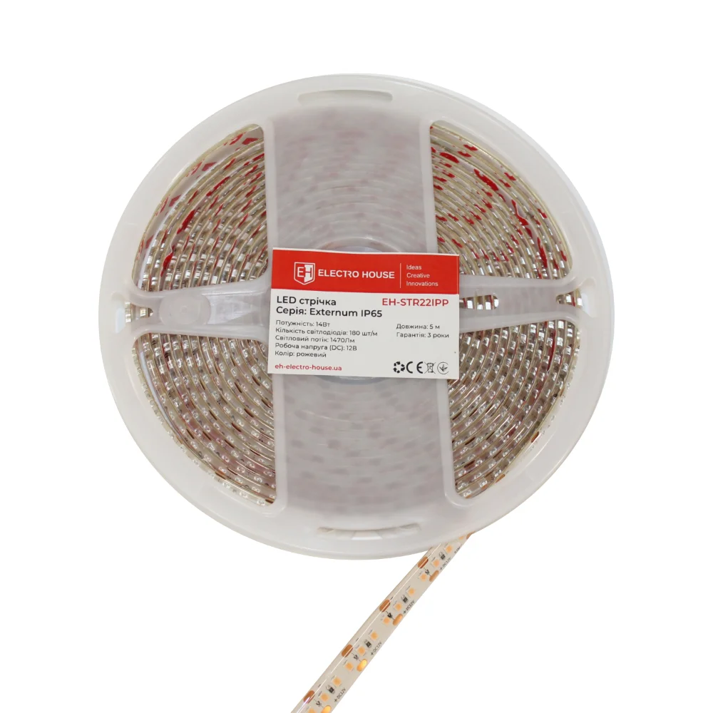 LED стрічка 14Вт 12В 180 діодів, рожевий,  IP65 , серія Externum IP65 , гарантія 3 роки — фото 2