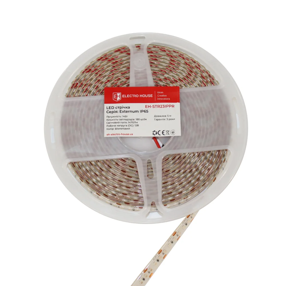 LED стрічка 14Вт 12В 180 діодів, фіолетовий,  IP65 , серія Externum IP65 , гарантія 3 роки — фото 2