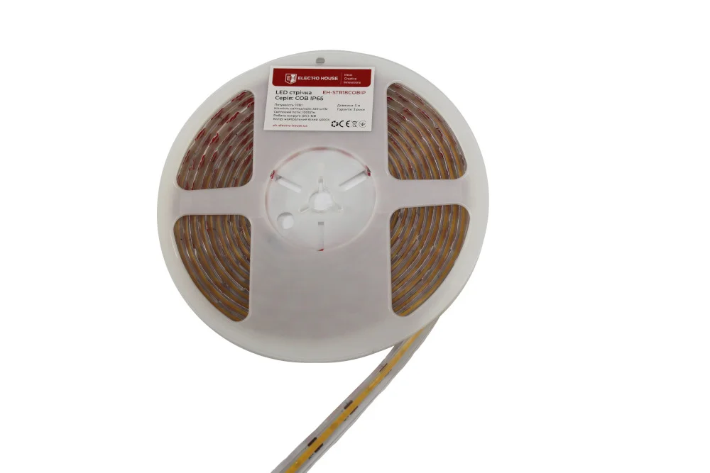 LED стрічка 10Вт 12В  COB  320 діодів нейтральний білий 4000К, серія COB, гарантія 3 роки — фото 2