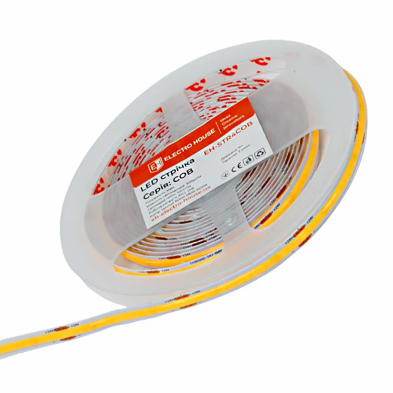 LED стрічка 10Вт 24В COB  320 діодів 100Лм/Вт теплий білий 3000K, серія COB, гарантія 3 роки — фото 3