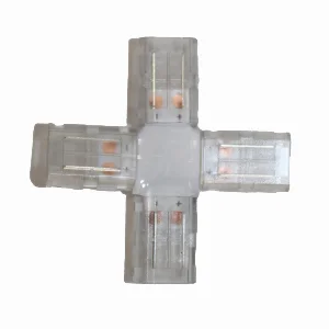 Конектор  X-подібний 10 мм стрічка-стрічка IP65 , прозорий