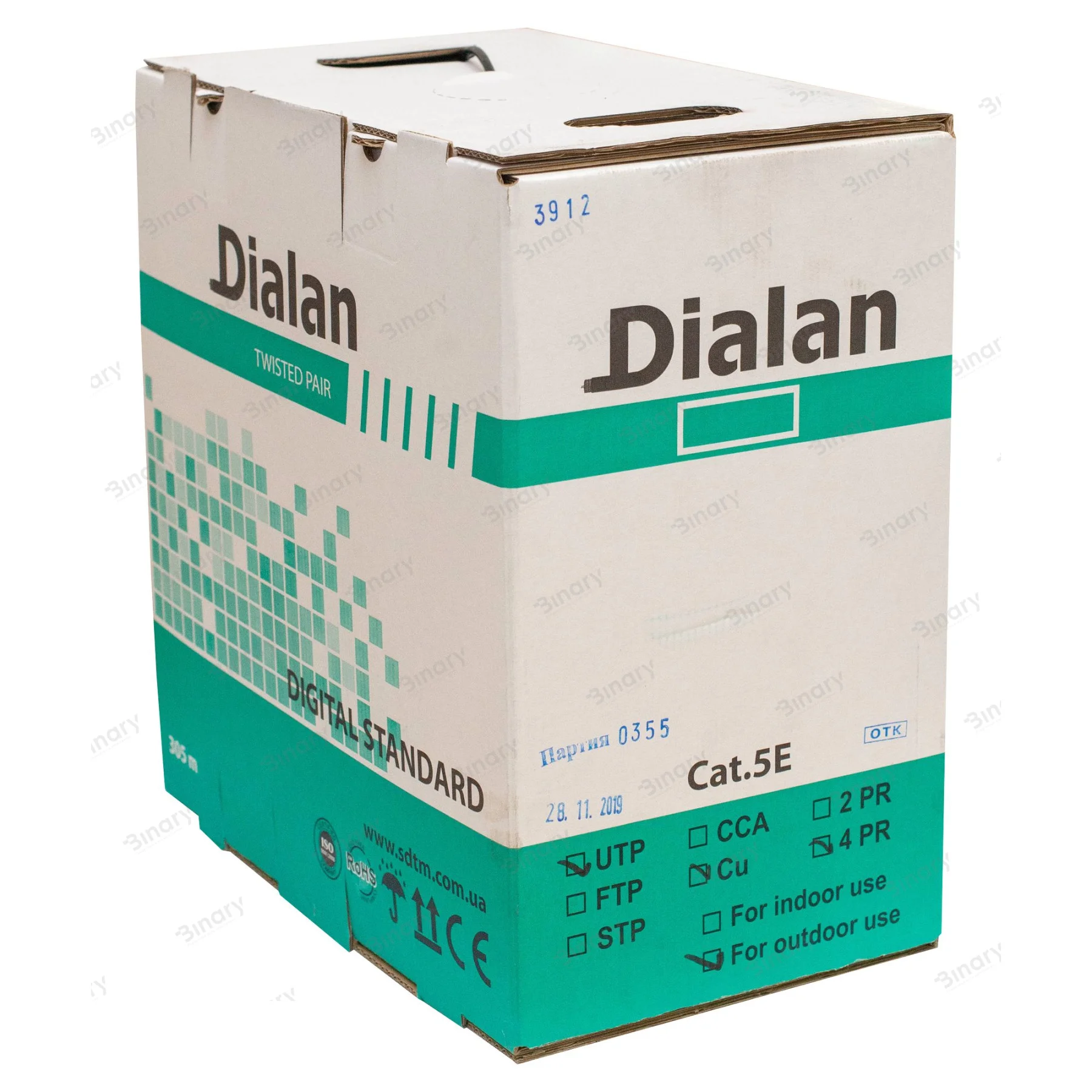 Вита пара UTP Сat.5Е 4PR Cu (100МГц) PE Outdoor 305м Dialan — фото 2