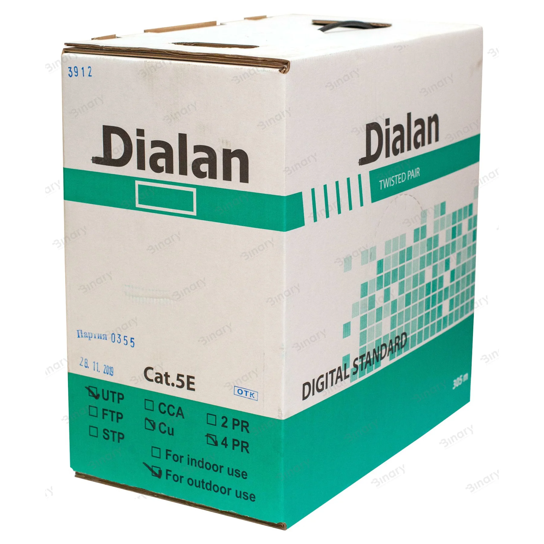 Вита пара UTP Сat.5Е 4PR Cu (100МГц) PE Outdoor 305м Dialan — фото 4