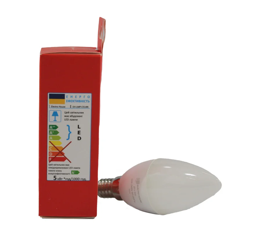 LED лампа С37   5Вт  E14   4100К 450 Лм  165-265 В