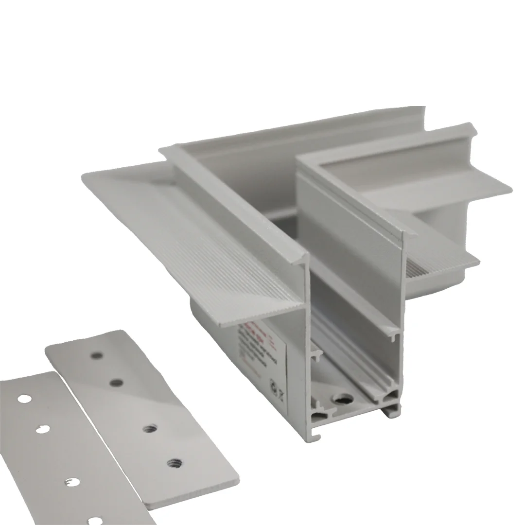 Кут трекової магнітної рейки врізний горизонтальний білий