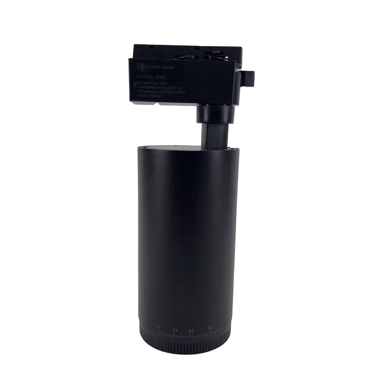 LED світильник трековий Graceful light з функцією ZOOM 30 Вт  4100К 2500 Lm, чорний