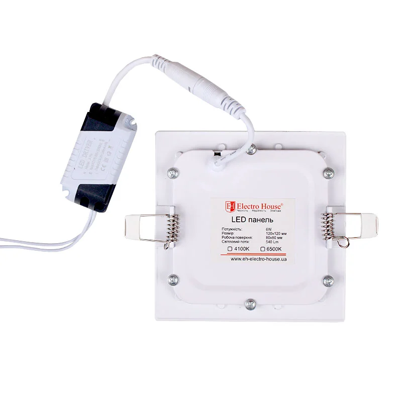 LED панель квадратна 120х120 мм 6Вт, нейтральний білий 4100К, 540 Лм — фото 2