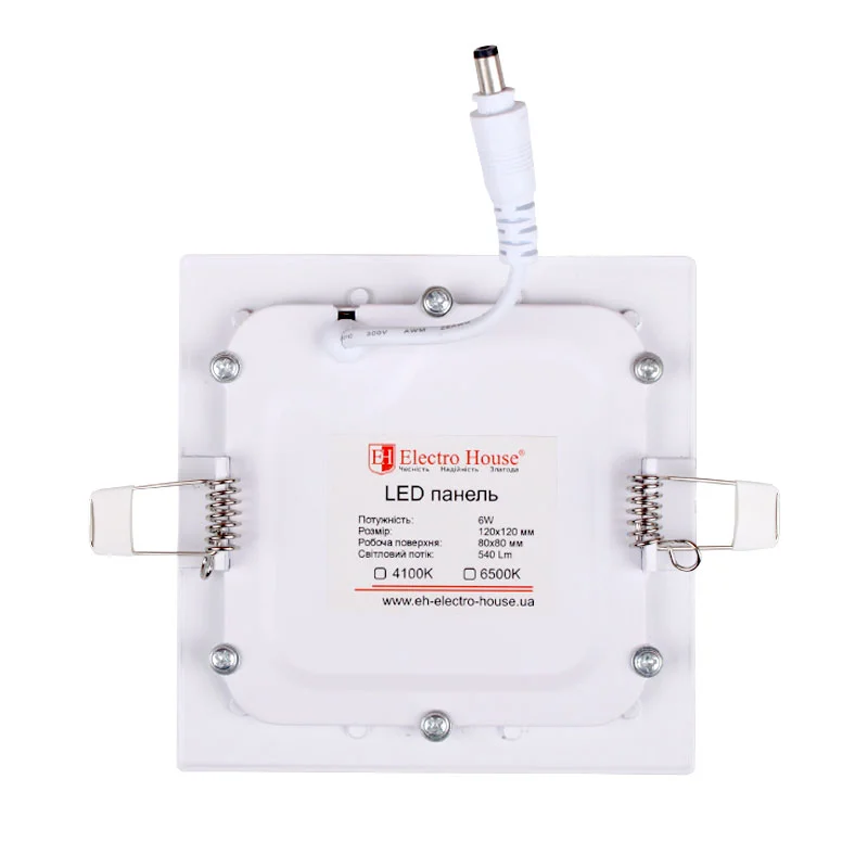 LED панель квадратна 120х120 мм 6Вт, нейтральний білий 4100К, 540 Лм — фото 3