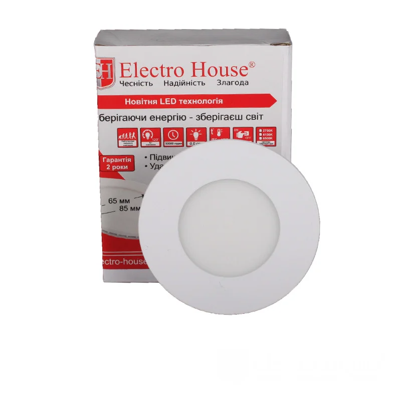 LED панель кругла Ø90 мм 3Вт, нейтральний білий 4100К, 270 Лм