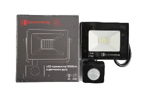 LED прожектор з датчиком руху 10Вт  1000 Лм  6500К   холодний білий  SMD2835 — фото 1