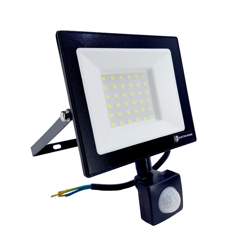 LED прожектор з датчиком руху 50Вт SMD5730, холодний білий 6500К, 4500 Лм — фото 2