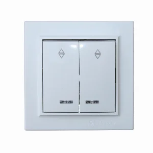 Вимикач подвійний прохідний з підсвіткою, Enzo  білий