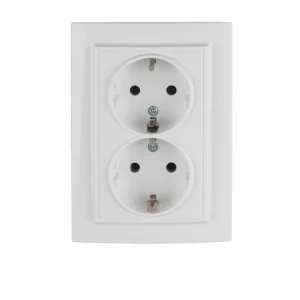 Розетка подвійна із заземленням 16А, Enzo  білий