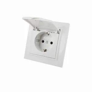 Розетка із заземленням з кришкою, вологозахищена 16А, Enzo  білий