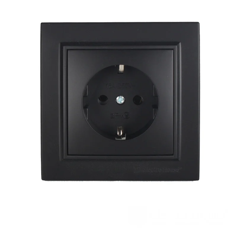 Розетка із заземленням 16A, Enzo  бездоганний графіт — фото 2