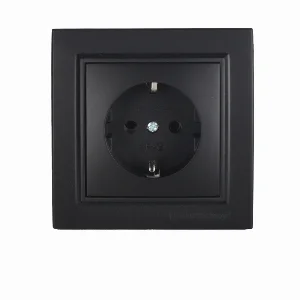 Розетка із заземленням 16A, Enzo  бездоганний графіт