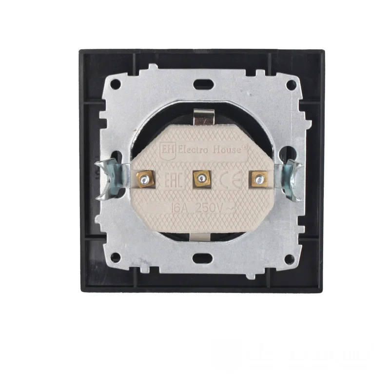 Розетка із заземленням з кришкою,  вологозахищена 16A, Enzo  бездоганний графіт — фото 2