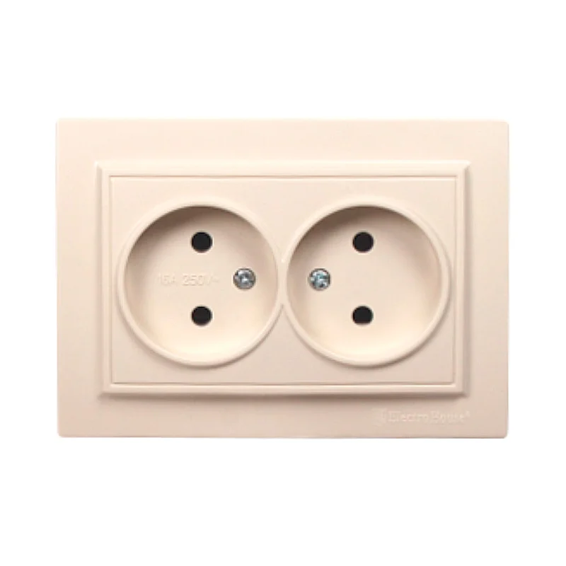 Розетка подвійна без заземлення 16А, Enzo  лате