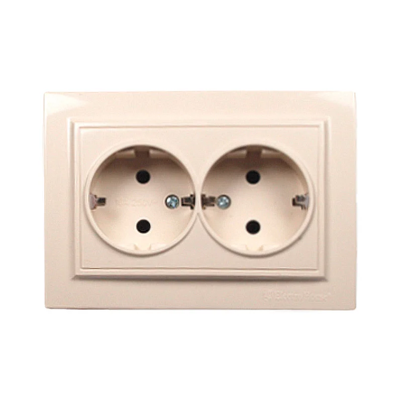 Розетка подвійна із заземленням 16А, Enzo  лате