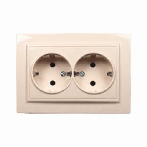 Розетка подвійна із заземленням 16А, Enzo  лате