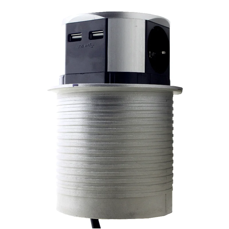 Меблева розетка 3 x 16А, 2 x USB 2.4А , металл + провід 3 x 1.5 mm² — фото 4