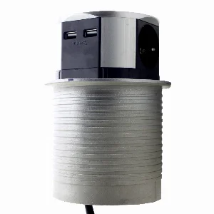 Меблева розетка 3 x 16А, 2 x USB 2.4А , металл + провід 3 x 1.5 mm²