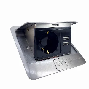 Розетка для підлоги з заземленням врізна 16А + 2USB 2.1А, IP44 , алюміній