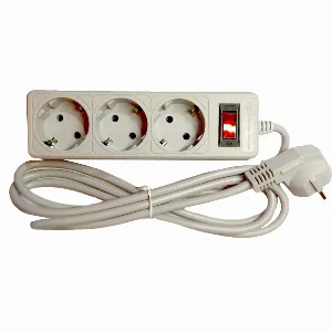 Мережевий фільтр із заземленням 3  гнізда, 2 м, сірий