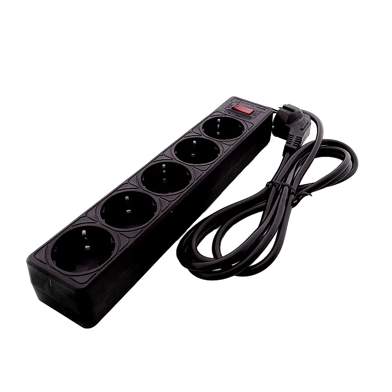 Мережевий фільтр із заземленням 5  гнізд, 2 м, чорний — фото 2