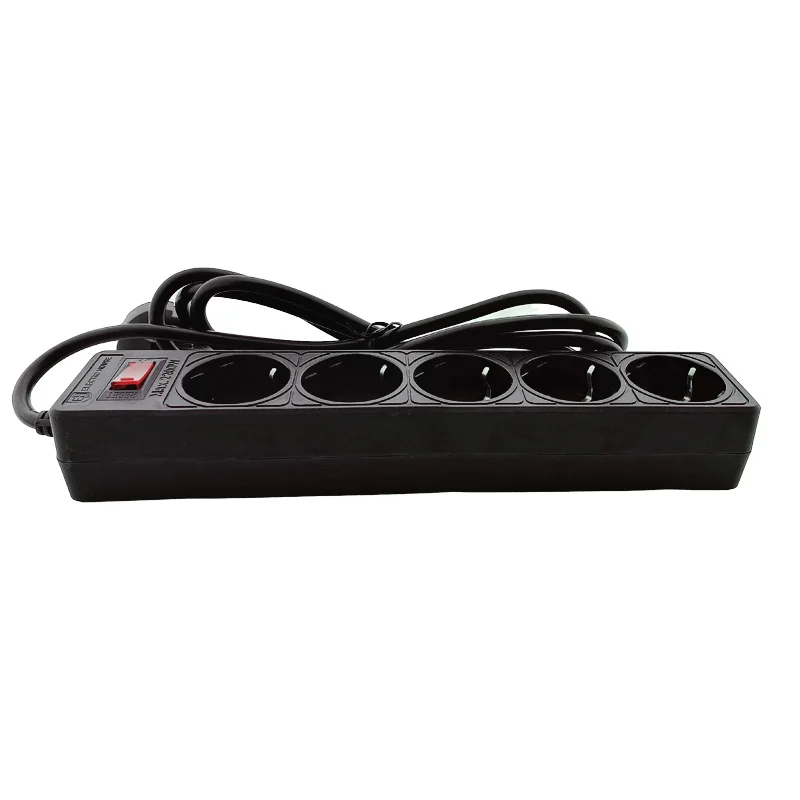 Мережевий фільтр із заземленням 5  гнізд, 2 м, чорний