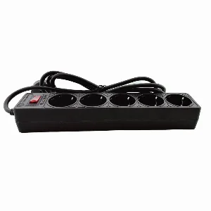 Мережевий фільтр із заземленням 5  гнізд, 2 м, чорний — фото 1