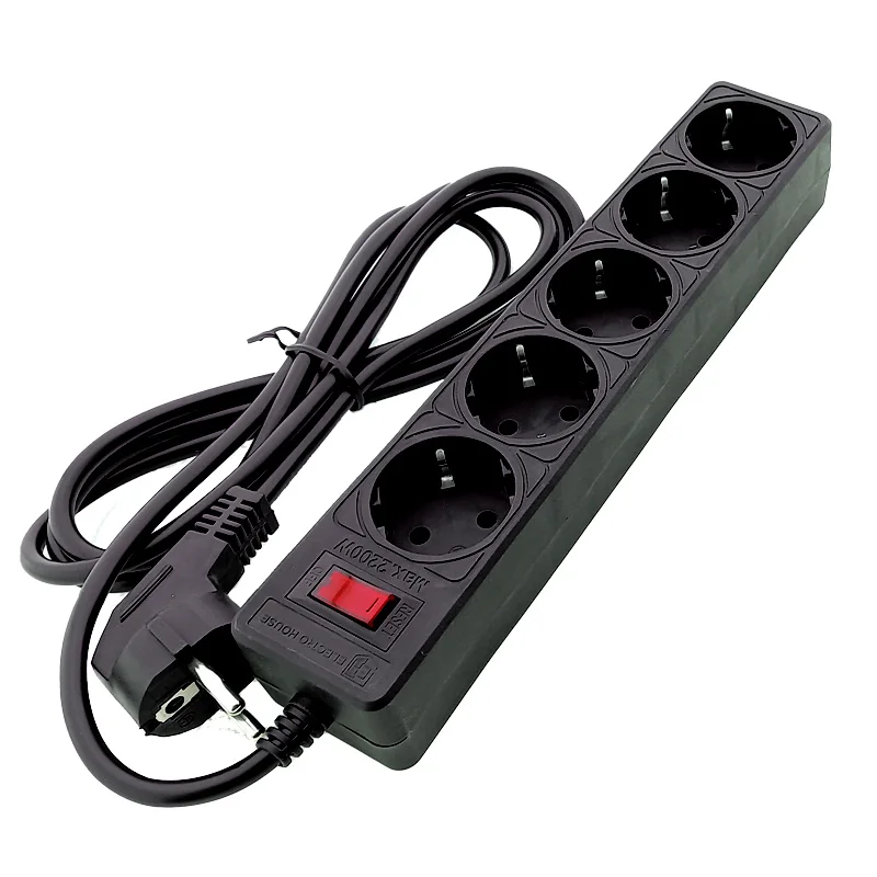 Мережевий фільтр із заземленням 5  гнізд, 2 м, чорний — фото 3