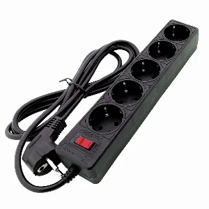 Мережевий фільтр із заземленням 5  гнізд, 2 м, чорний — фото 3