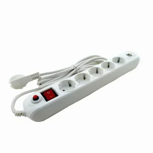 Мережевий фільтр із заземленням, з кнопкою перевантаження та вимикачем 5 гнізд + 2USB , 3 м, білий