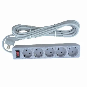 Мережевий фільтр із заземленням 5  гнізд, 5 м , сірий