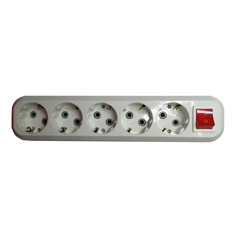 Колодка пятиместная с заземлением с кнопкой — фото 2