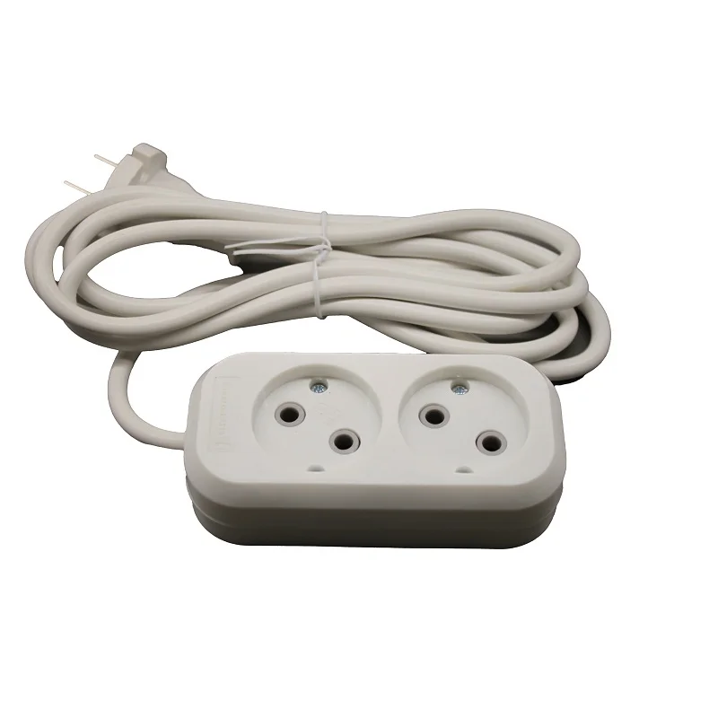 Подовжувач без заземлення 2  гнізда, 2 м, білий